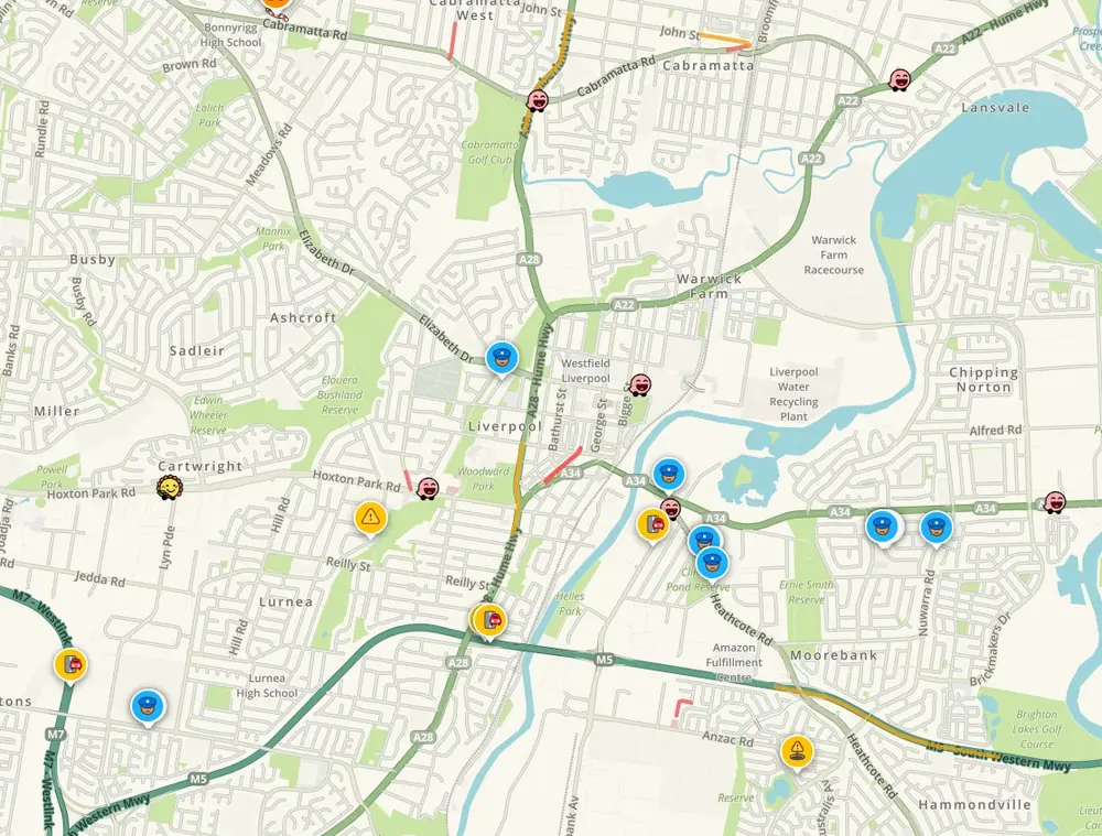 Liverpool traffic and learner-driving area map